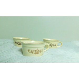 Vintage Pfaltzgraff Village Flat Coffee Tea Cups Lot of 3 w/ Flat Handle